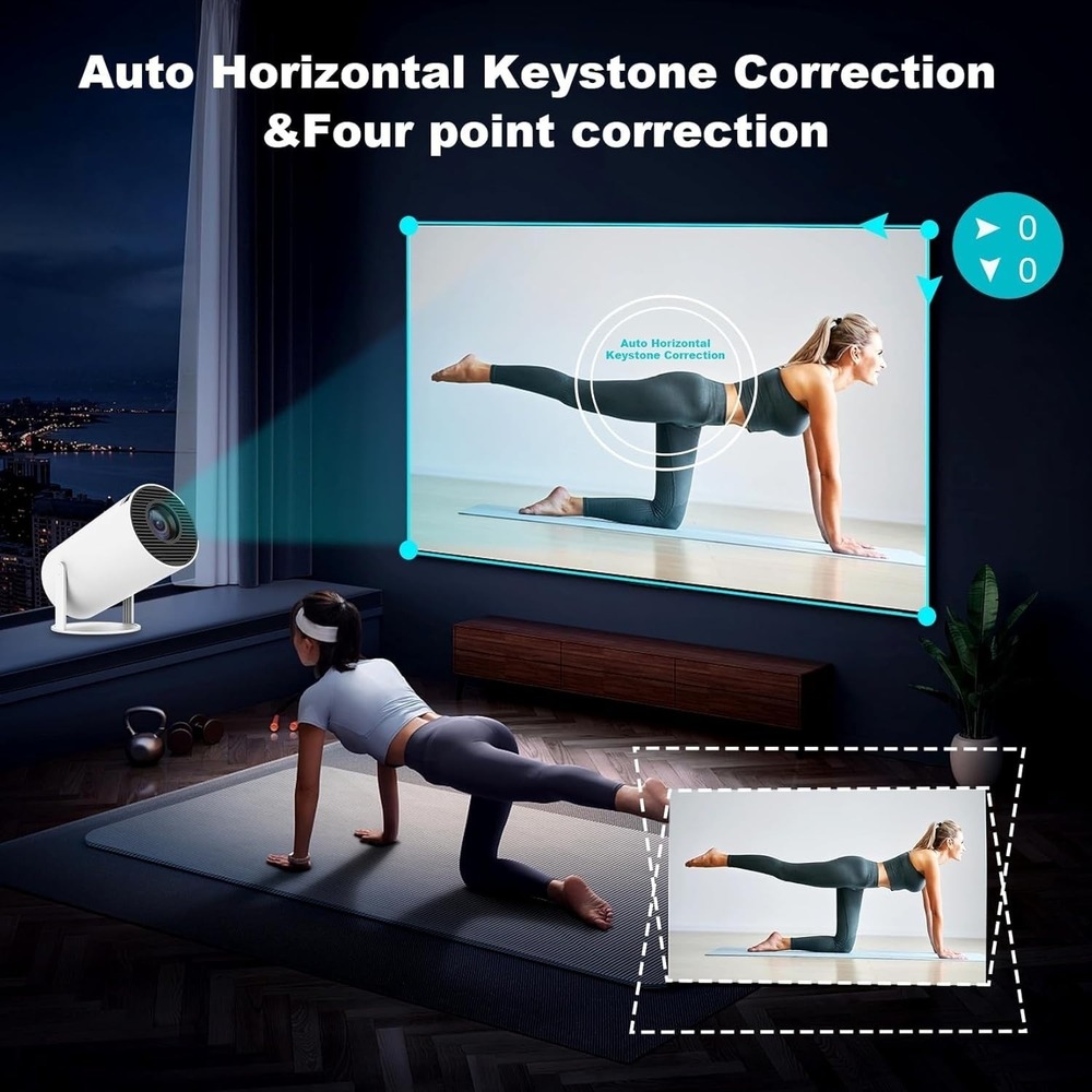Mini Projector, Support 4K 1080P Portable Projector with Dual Band WIFI6 5G Wire